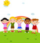 Group Happy Children Park Wall Mural