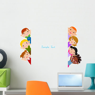 Cute Cartoon Kids Frame Wall Decal Sticker Set shown on a wall