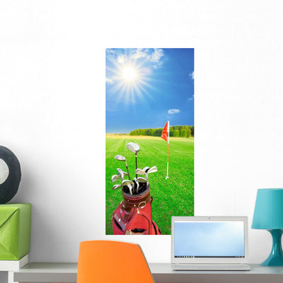Golf Game Wall Mural shown on a wall