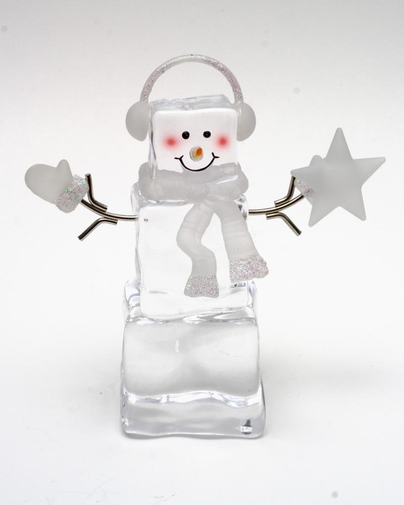 Ice Cube Snowman, Holiday Tabletop Decoration Ice Cube Snowman