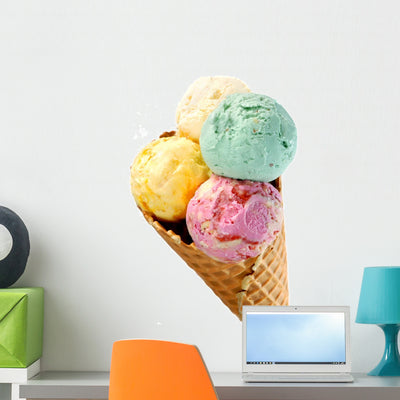 Waffle Basket with Ice-cream Wall Decal shown on a wall