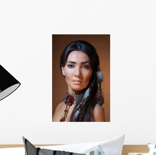 Portrait of American Indian Woman Wall Mural