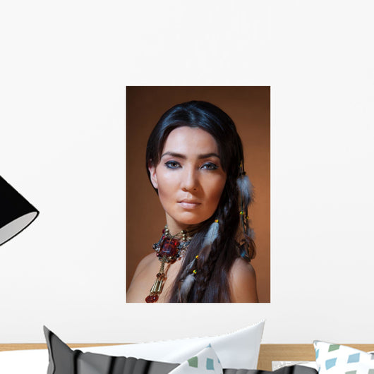 Portrait of American Indian Woman Wall Mural