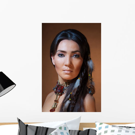Portrait of American Indian Woman Wall Mural