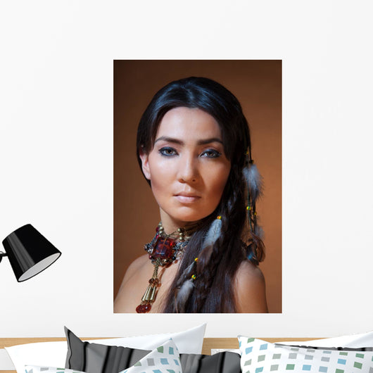 Portrait of American Indian Woman Wall Mural