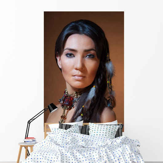 Portrait of American Indian Woman Wall Mural