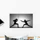 Silhouette illustration of two fencers Wall Mural