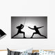 Silhouette illustration of two fencers Wall Mural