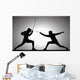 Silhouette illustration of two fencers Wall Mural