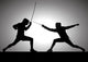 Silhouette illustration of two fencers Wall Mural