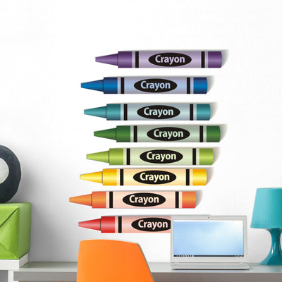 Vector Colorful Wax Crayons Wall Mural shown on a wall