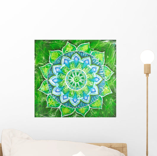 Green Painted Picture With Circle Pattern Wall Mural