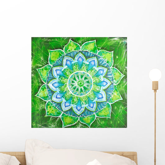 Green Painted Picture With Circle Pattern Wall Mural