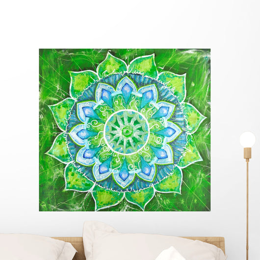 Green Painted Picture With Circle Pattern Wall Mural