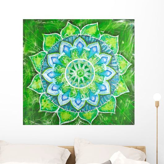 Green Painted Picture With Circle Pattern Wall Mural