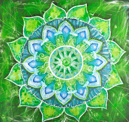 Green Painted Picture With Circle Pattern Wall Mural