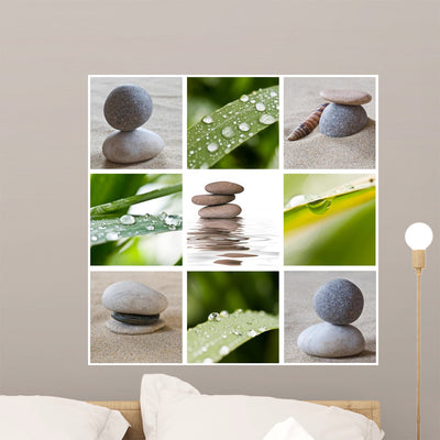 Zen Stones Collage Wall Mural shown on a wall