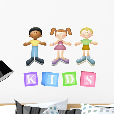 Children Wall Decal Sticker Set shown on a wall
