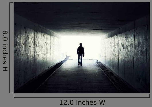 Silhouette of Man Walking in Tunnel Wall Mural