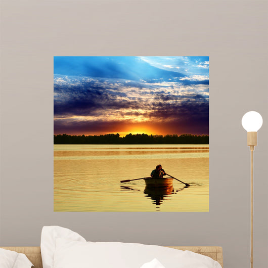 Couple Boat against Beautiful
