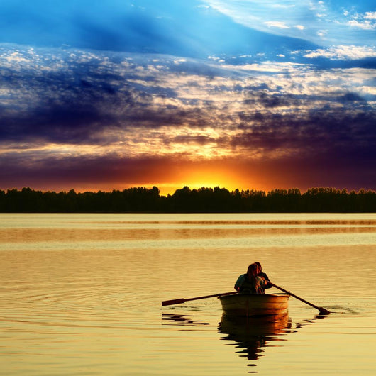 Couple Boat against Beautiful