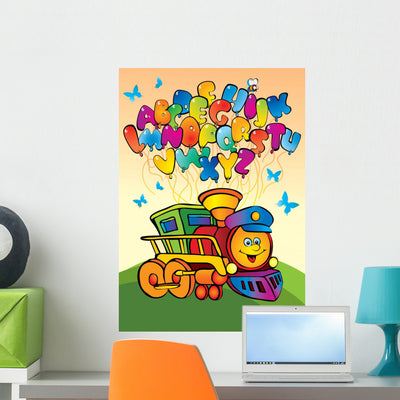 Cartoon Train with Alphabet shown on a wall