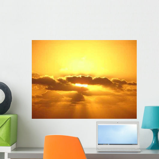 Yellow Golden Sun Glowing Wall Decal
