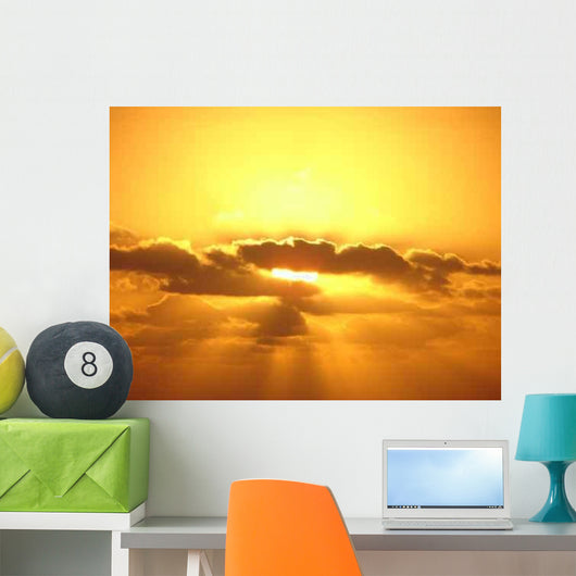 Yellow Golden Sun Glowing Wall Decal