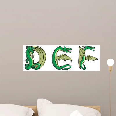 Series Dragons Alphabet Wall Stickers shown on a wall