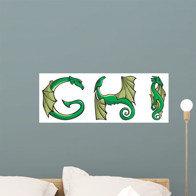 Series Dragons Alphabet Wall Stickers shown on a wall