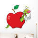 Happy Cartoon Worm Apple