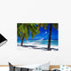 Hammock Between Palm Trees on Tropical Beach Wall Mural