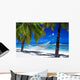 Hammock Between Palm Trees on Tropical Beach Wall Mural