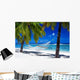 Hammock Between Palm Trees on Tropical Beach Wall Mural