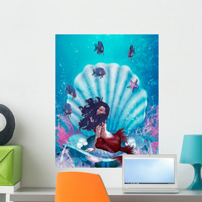 Mermaid shown on a wall