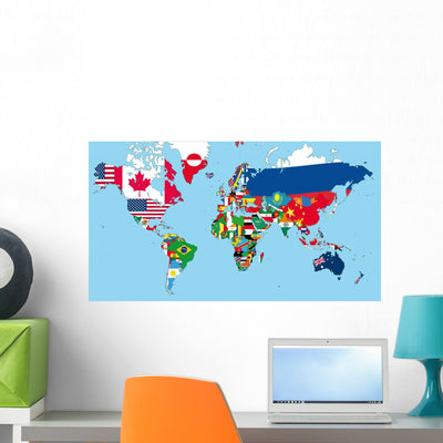 World Map shown on a wall