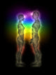 Woman and man silhouette with aura, chakras, energy - profile Wall Mural