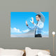 Businessman using futuristic hologram interface keyboard Wall Mural