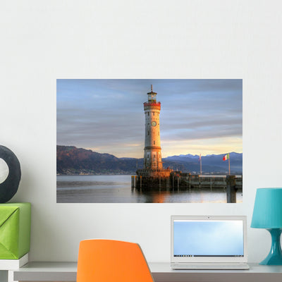 Lindau Lighthouse Bavaria Germany Wall Mural shown on a wall