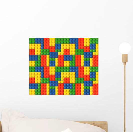 Colorful Interlocking Building Blocks Wall Decal - Creative and Educational Wall Art for Kids' Rooms, Playrooms - Available in Multiple Sizes