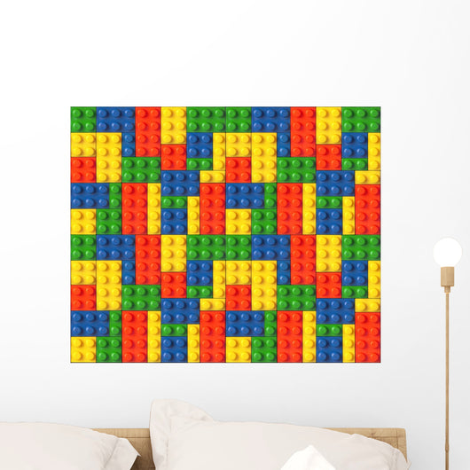 Colorful Interlocking Building Blocks Wall Decal - Creative and Educational Wall Art for Kids' Rooms, Playrooms - Available in Multiple Sizes