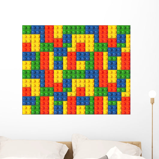 Colorful Interlocking Building Blocks Wall Decal - Creative and Educational Wall Art for Kids' Rooms, Playrooms - Available in Multiple Sizes