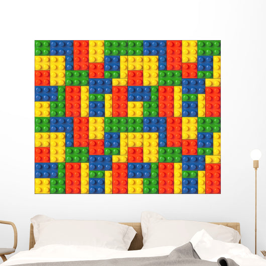 Colorful Interlocking Building Blocks Wall Decal - Creative and Educational Wall Art for Kids' Rooms, Playrooms - Available in Multiple Sizes