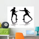 Black Silhouettes Athletes Fencers Wall Mural