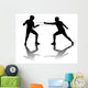 Black Silhouettes Athletes Fencers Wall Mural