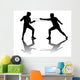 Black Silhouettes Athletes Fencers Wall Mural