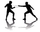 Black Silhouettes Athletes Fencers Wall Mural