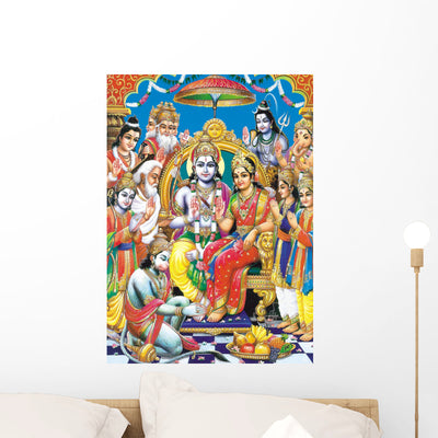Indian God Bhagwan Ram Wall Mural shown on a wall