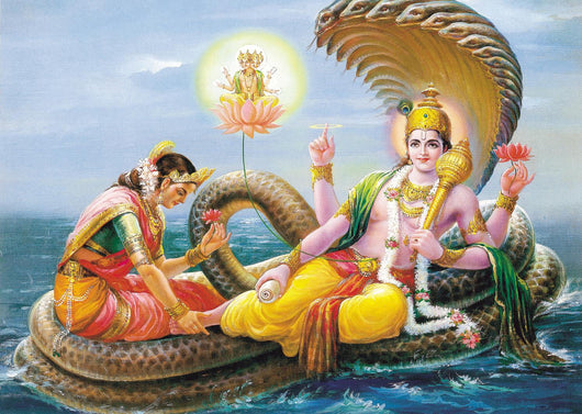 Indian God Bhagwan Vishnu with Laxmi Mata Wall Mural