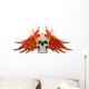 Skull Wings and Flames Wall Decal